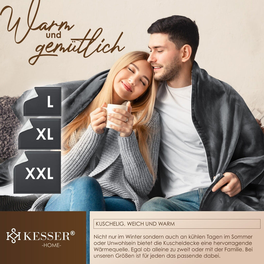 KESSER® Kuscheldecke Flauschig Wohndecke Sherpa Fleece Decke Flanell Bett Sofa