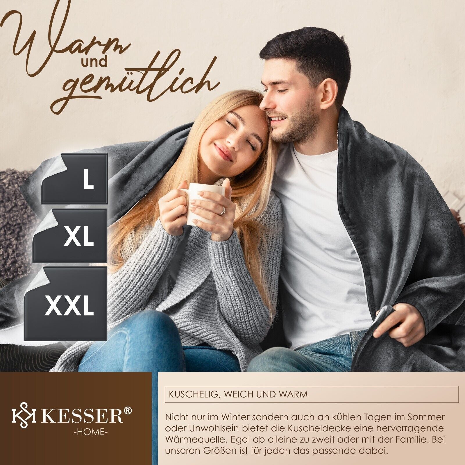 KESSER® Kuscheldecke Flauschig Wohndecke Sherpa Fleece Decke Flanell Bett Sofa