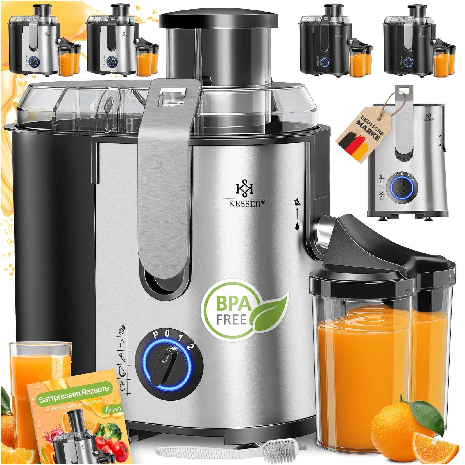 KESSER® Entsafter Saftpresse Edelstahl 1100W 85Mm Presse Obstpresse Saft Juicer