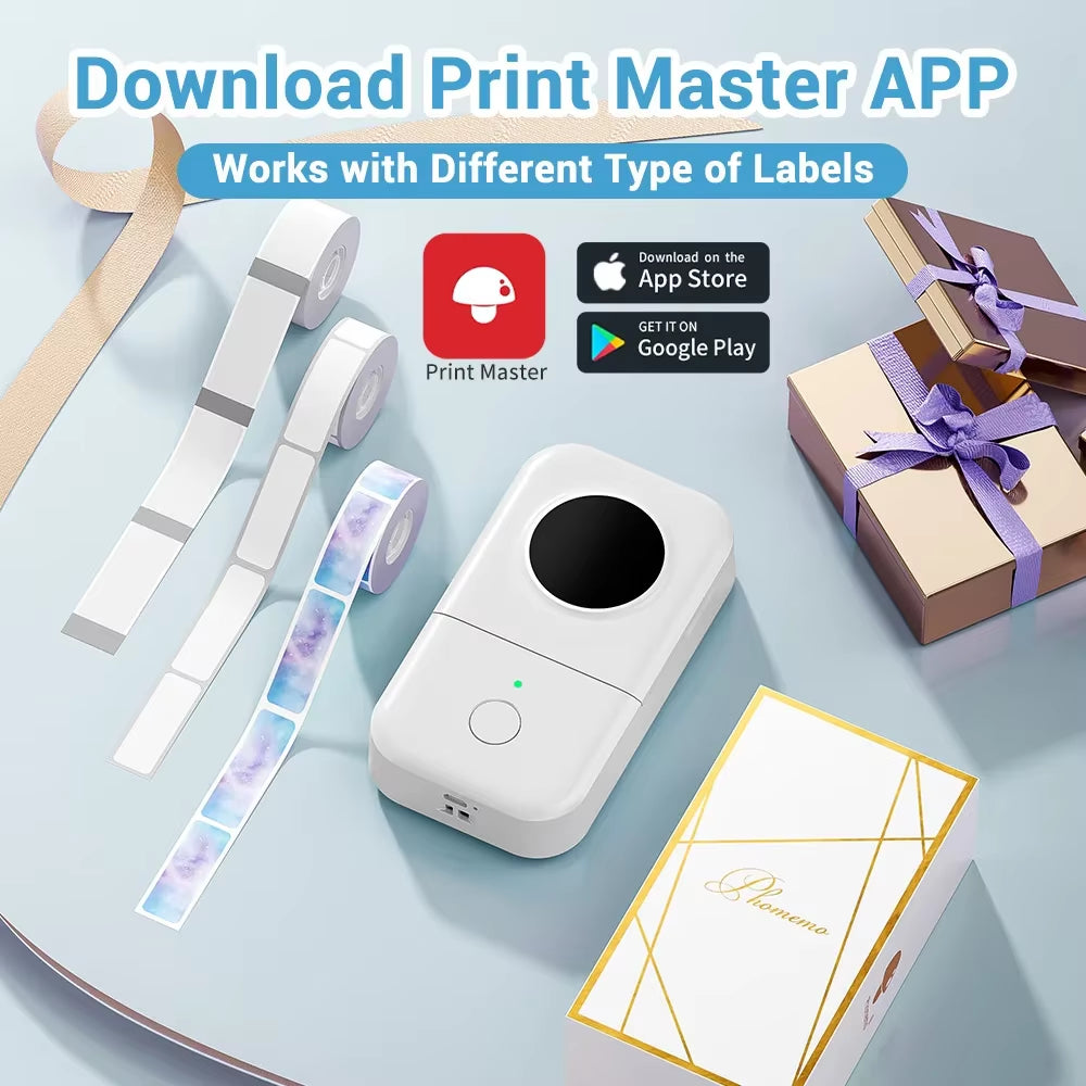 D30 Label Printer with Tape Portable Mini Printer Sticker Thermal Weless Label Maker Handheld Rechargeable Icon Font