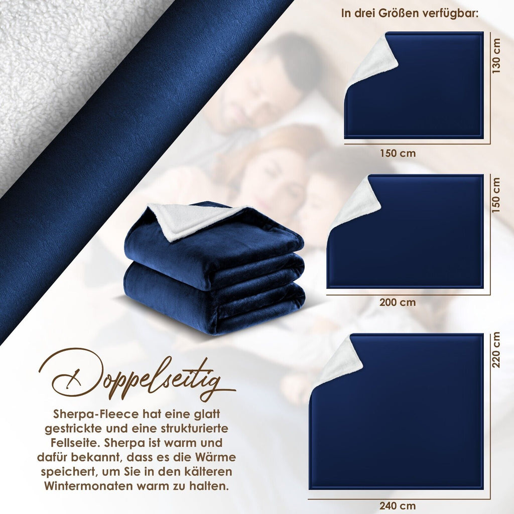KESSER® Kuscheldecke Flauschig Wohndecke Sherpa Fleece Decke Flanell Bett Sofa