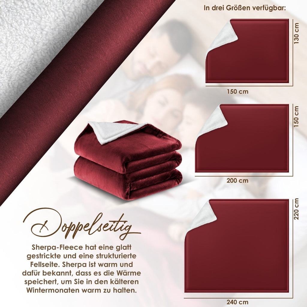 KESSER® Kuscheldecke Flauschig Wohndecke Sherpa Fleece Decke Flanell Bett Sofa