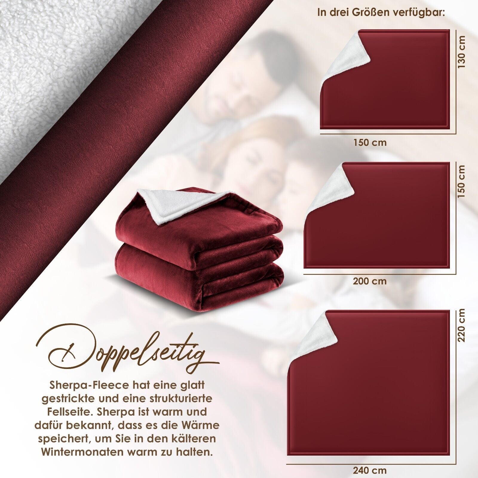 KESSER® Kuscheldecke Flauschig Wohndecke Sherpa Fleece Decke Flanell Bett Sofa