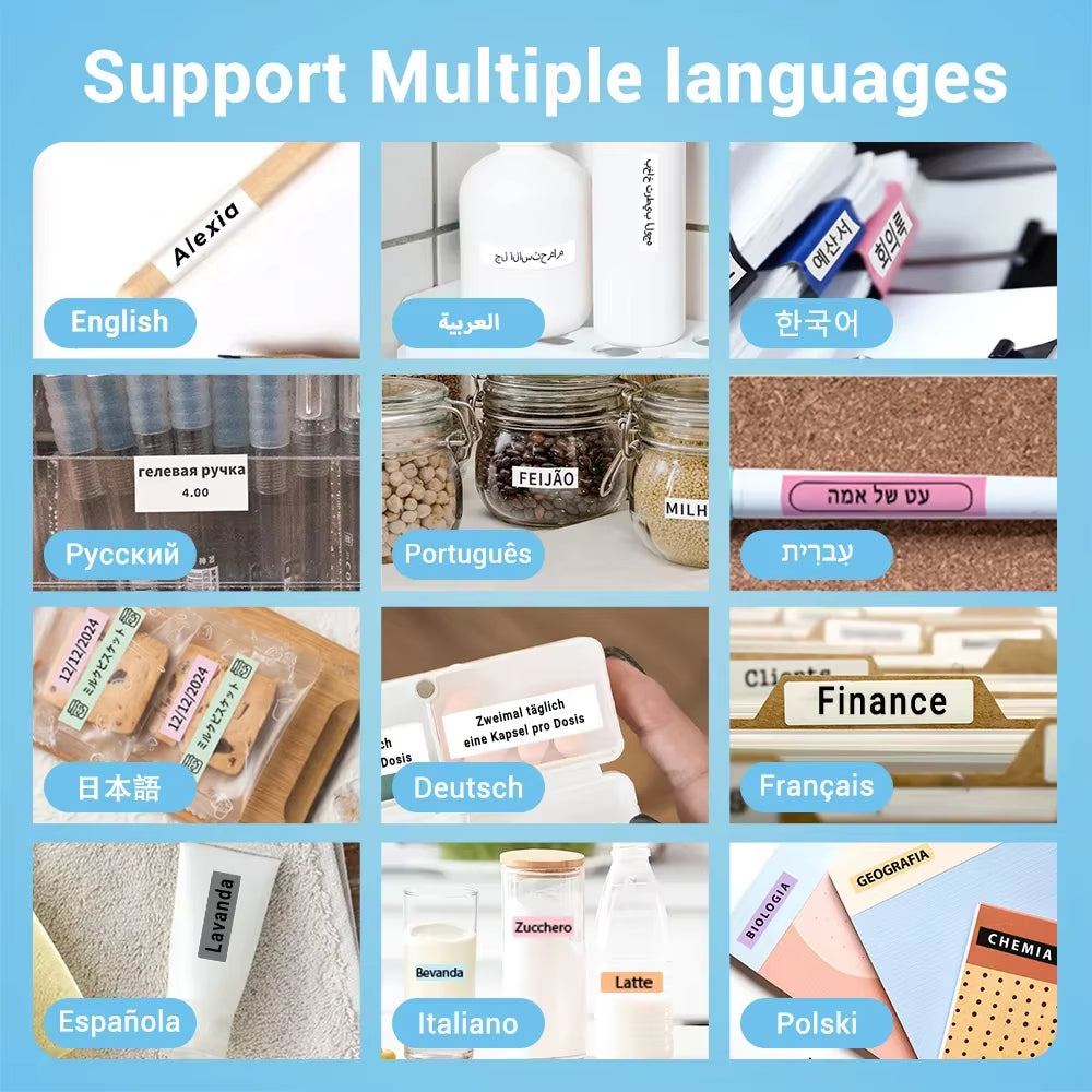 D30 Label Printer with Tape Portable Mini Printer Sticker Thermal Weless Label Maker Handheld Rechargeable Icon Font