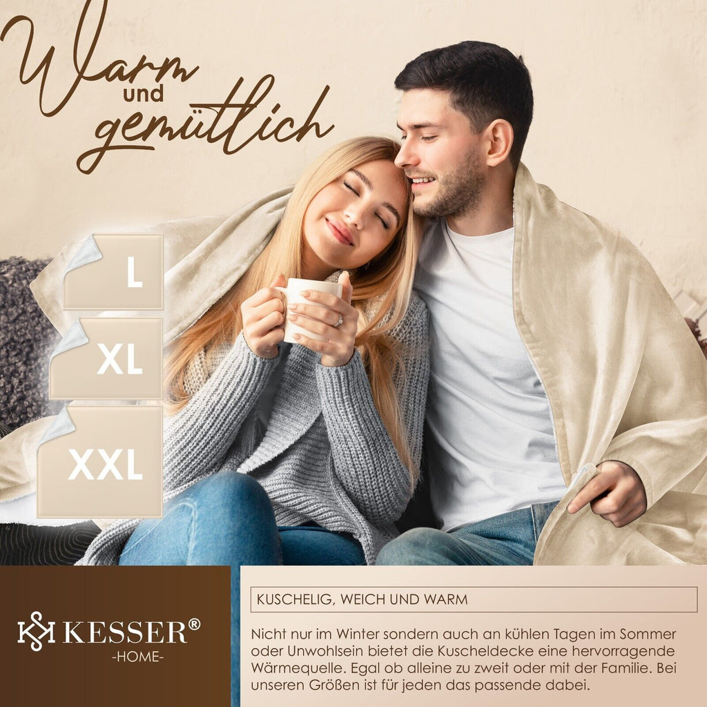 KESSER® Kuscheldecke Flauschig Wohndecke Sherpa Fleece Decke Flanell Bett Sofa