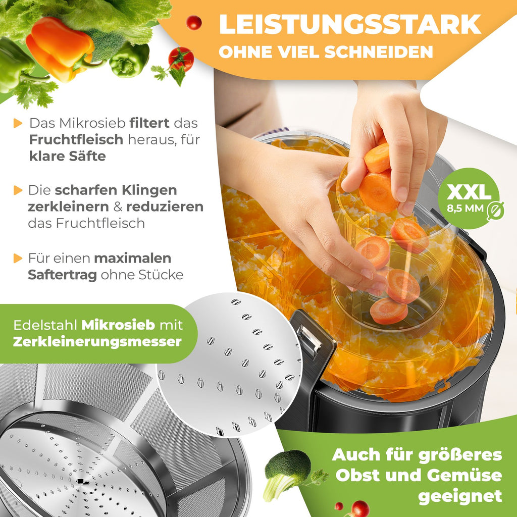 KESSER® Entsafter Saftpresse Edelstahl 1100W 85Mm Presse Obstpresse Saft Juicer