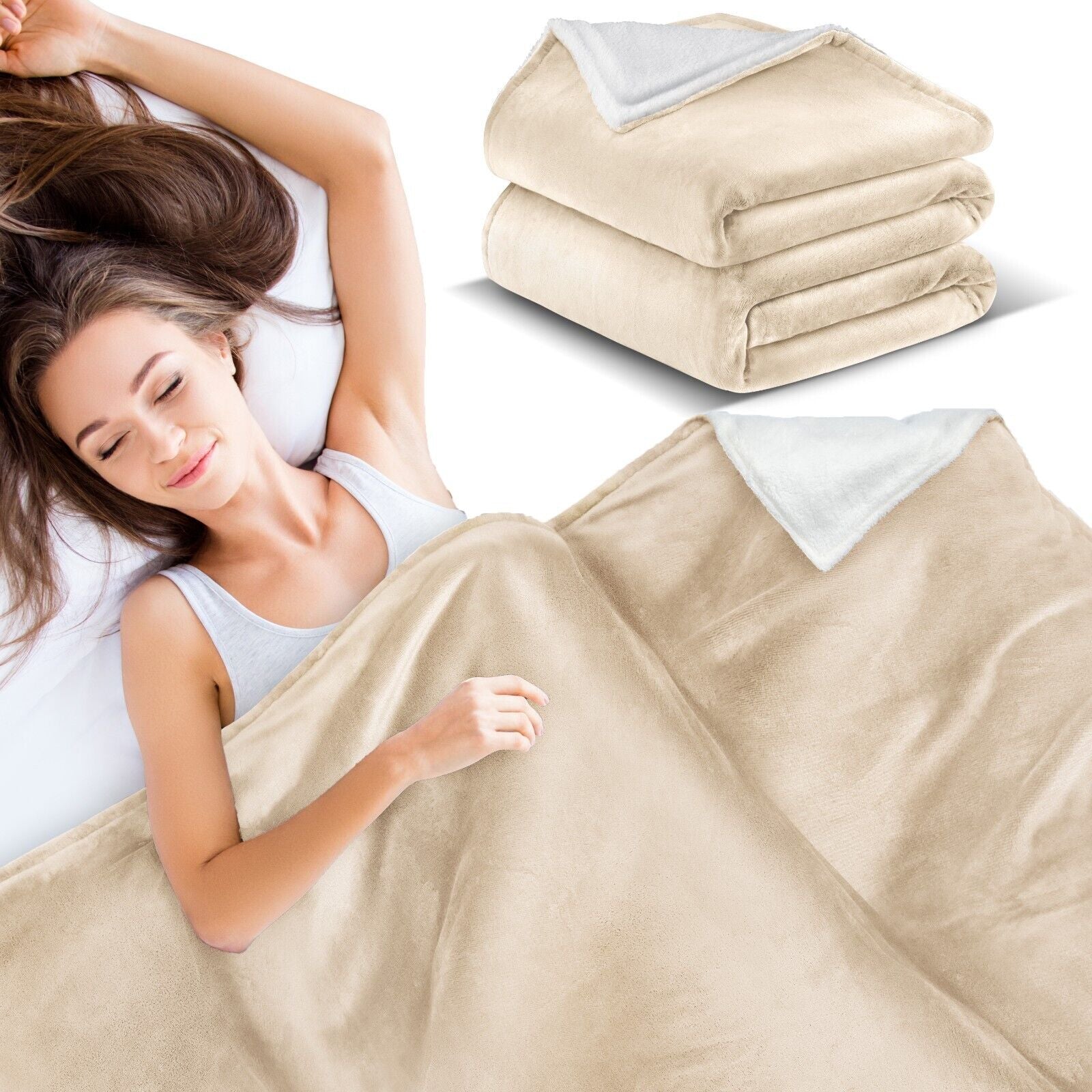 KESSER® Kuscheldecke Flauschig Wohndecke Sherpa Fleece Decke Flanell Bett Sofa