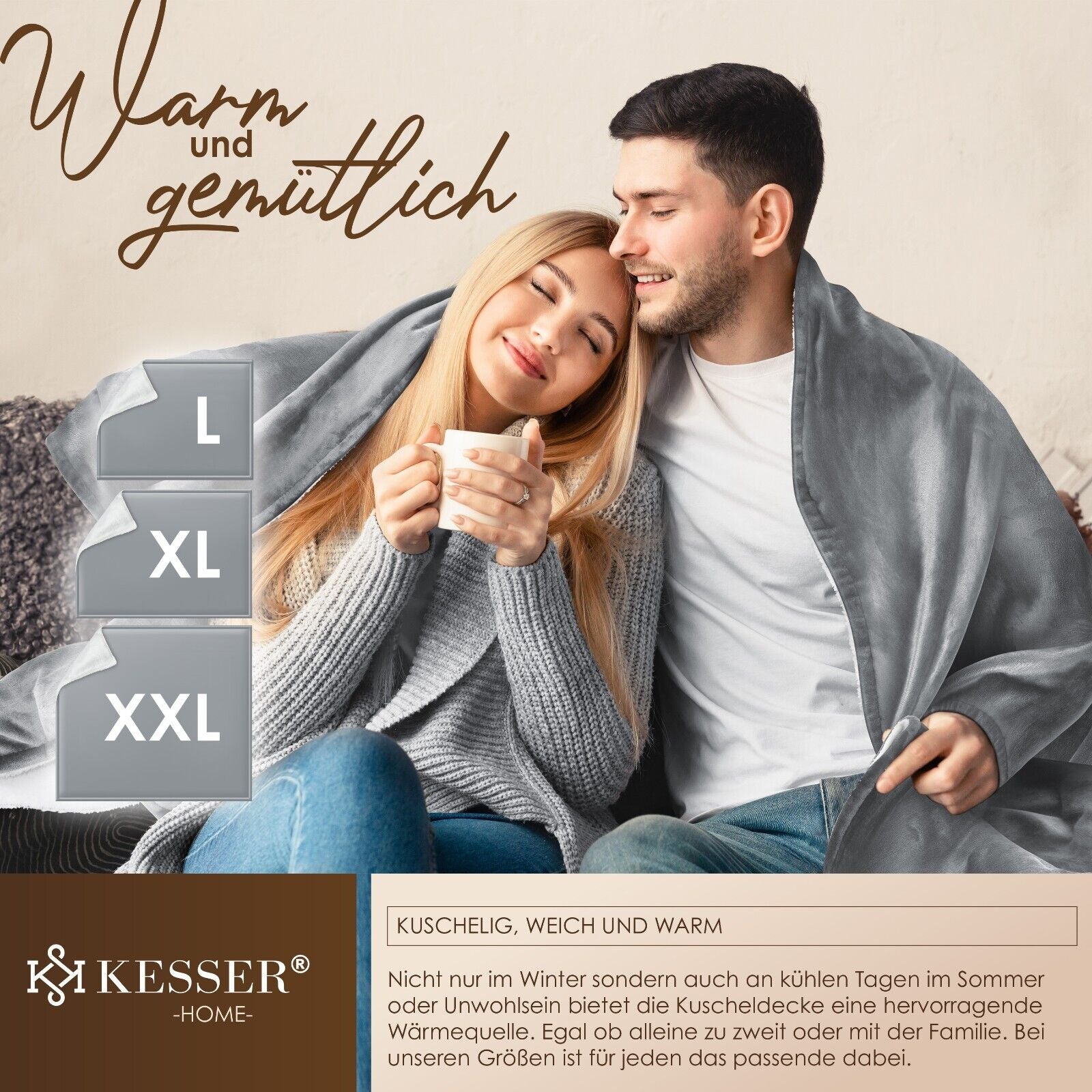KESSER® Kuscheldecke Flauschig Wohndecke Sherpa Fleece Decke Flanell Bett Sofa