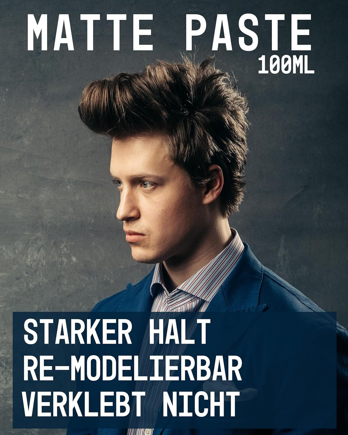 Don Quiff Matte Paste - Starker Halt - 100 Ml - SALON Premium Qualität, Kein Verkleben, Made in Germany, Auf Bienenwachsbasis, Pomade Matt, Hair Clay, Re-Modelierbar, Hairwax. Haarwachs