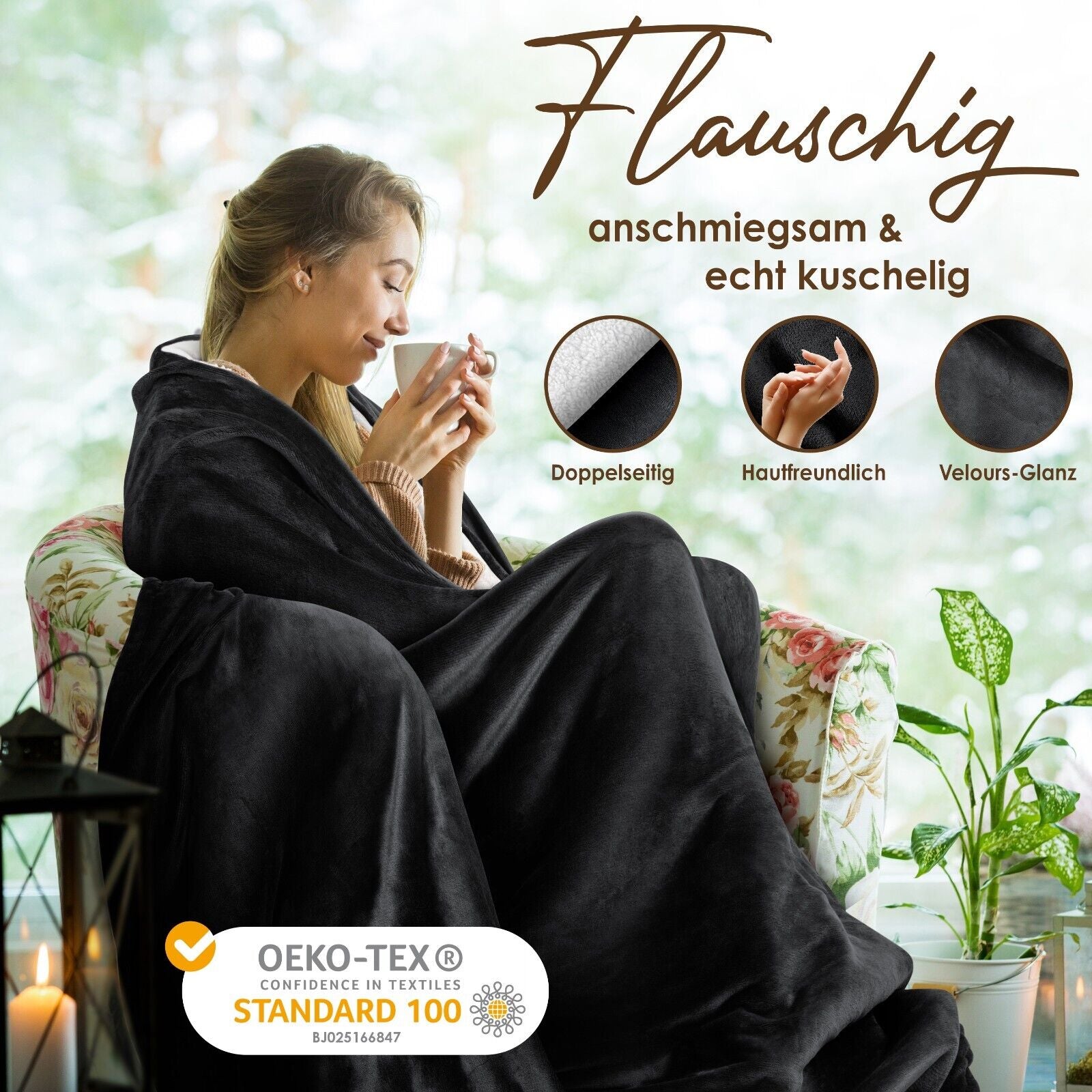 KESSER® Kuscheldecke Flauschig Wohndecke Sherpa Fleece Decke Flanell Bett Sofa