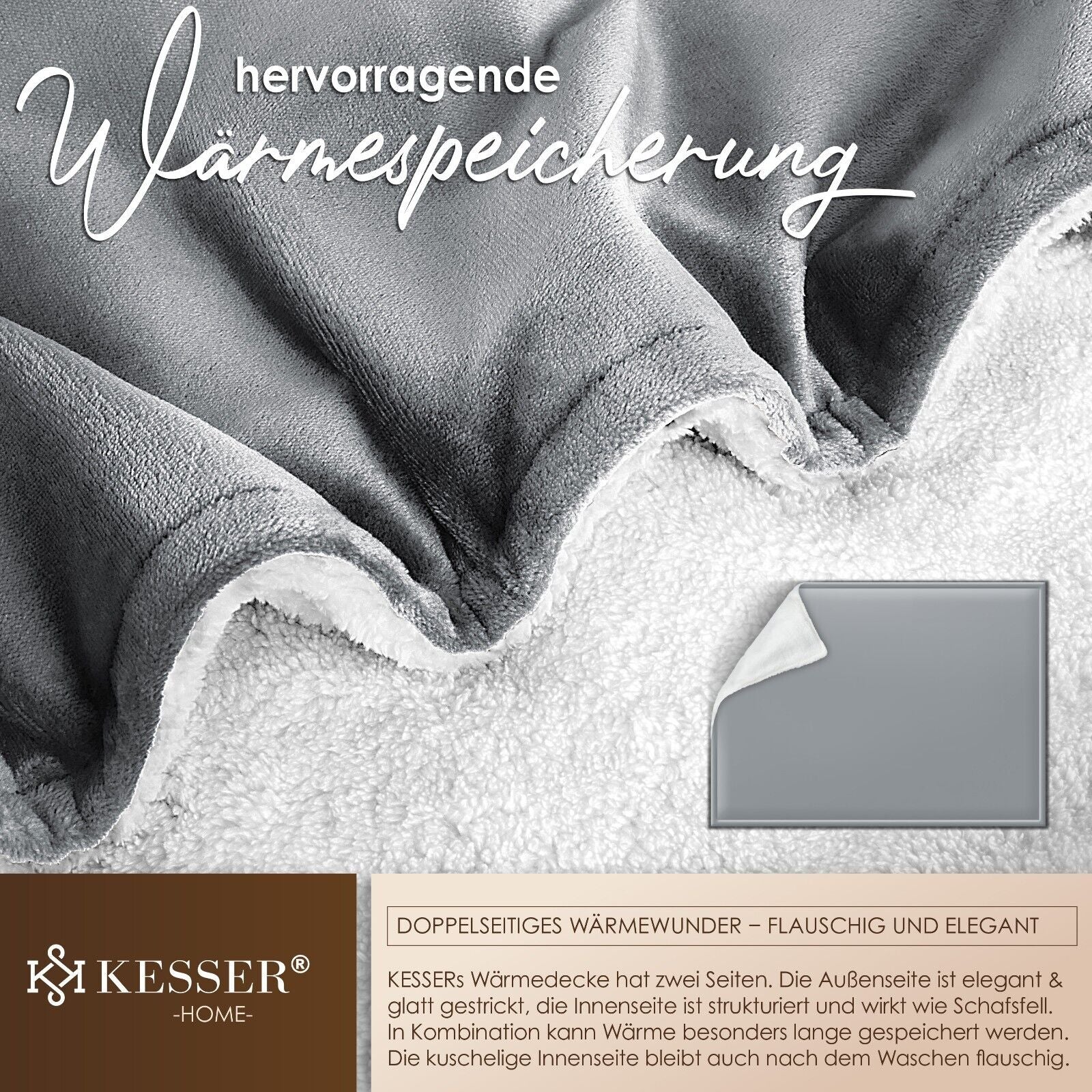 KESSER® Kuscheldecke Flauschig Wohndecke Sherpa Fleece Decke Flanell Bett Sofa
