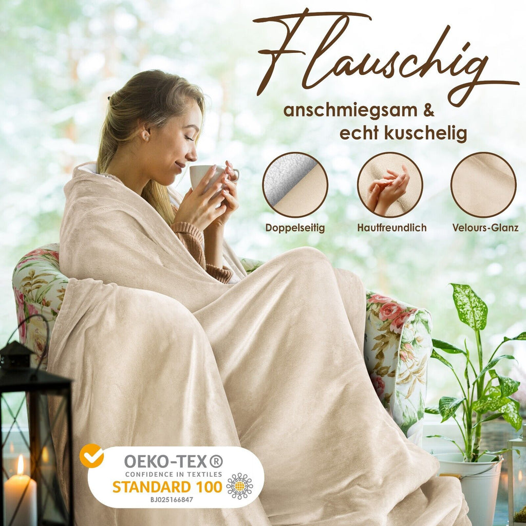 KESSER® Kuscheldecke Flauschig Wohndecke Sherpa Fleece Decke Flanell Bett Sofa