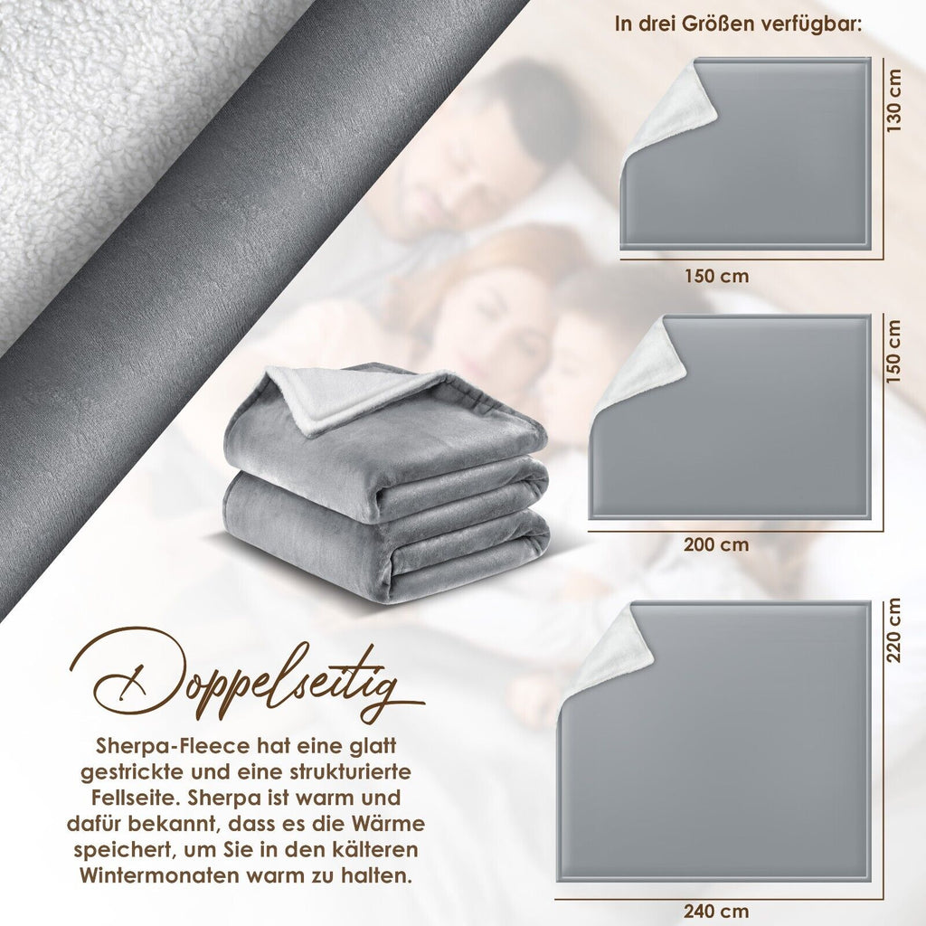 KESSER® Kuscheldecke Flauschig Wohndecke Sherpa Fleece Decke Flanell Bett Sofa