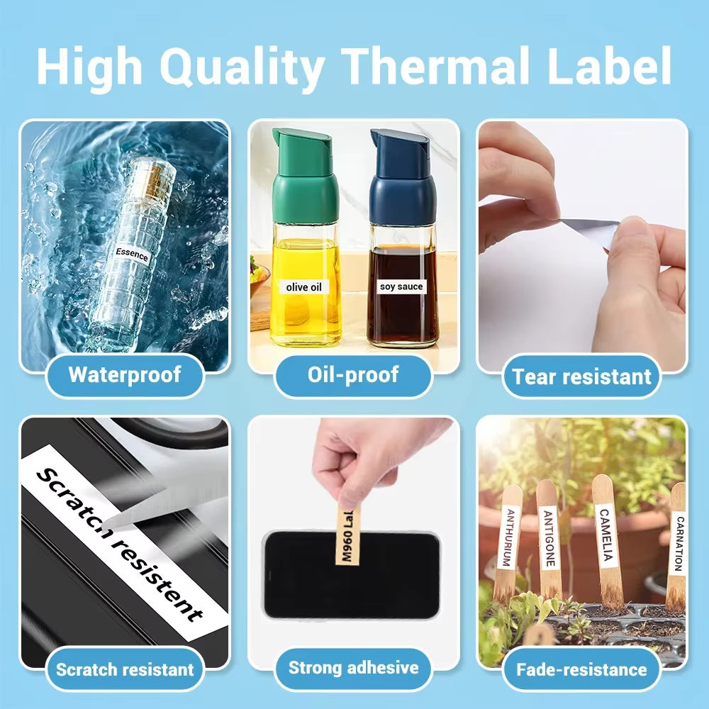 D30 Label Printer with Tape Portable Mini Printer Sticker Thermal Weless Label Maker Handheld Rechargeable Icon Font