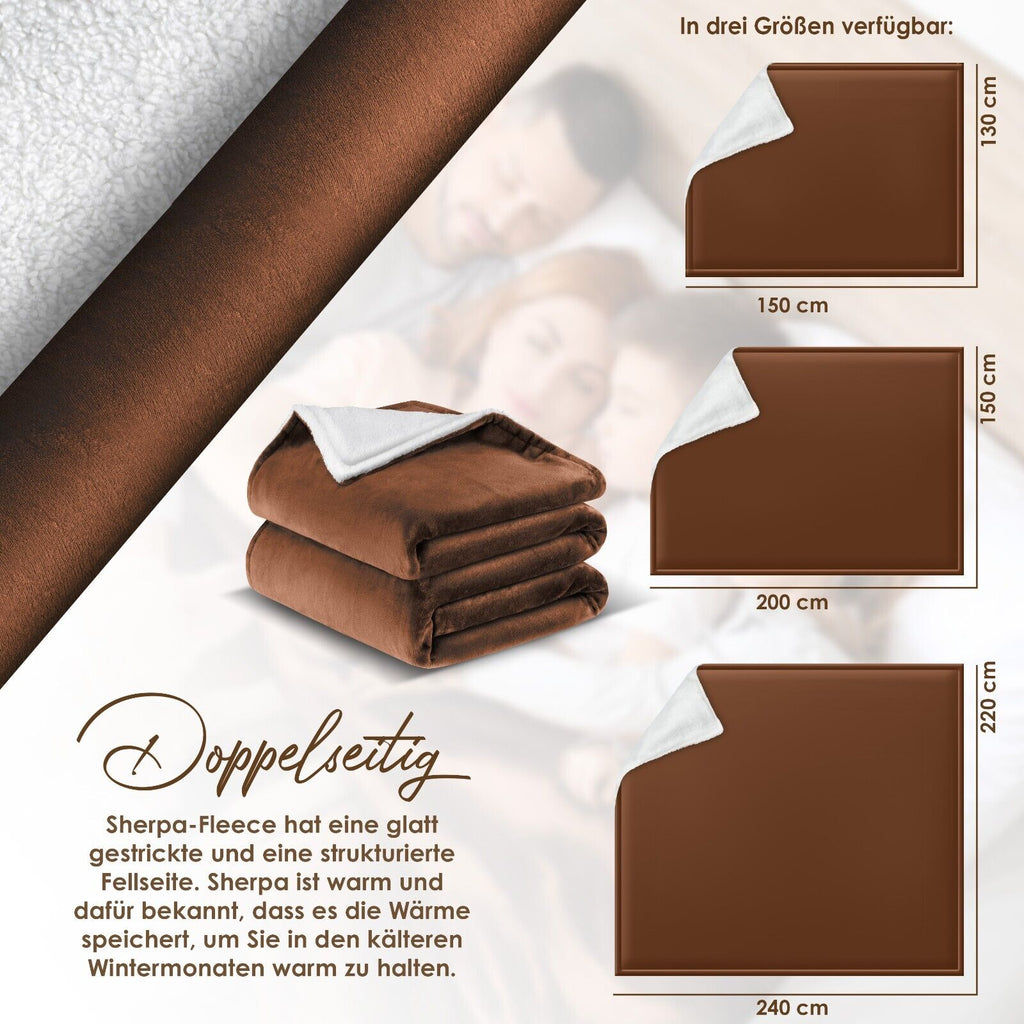 KESSER® Kuscheldecke Flauschig Wohndecke Sherpa Fleece Decke Flanell Bett Sofa